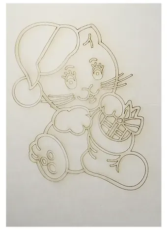 Трафарет Котенок с подарком А5 (148х210) (540) (3+) (Песочный мир)