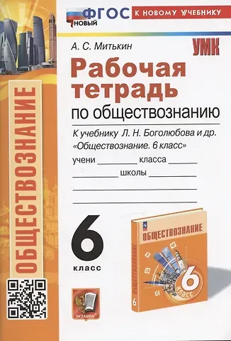 Александр Сергеевич Митькин Рабочая тетрадь по обществознанию. 6 класс. К учебнику Л.Н. Боголюбова, Е.Л. Рутковской, Л.Ф. Ивановой и др. 