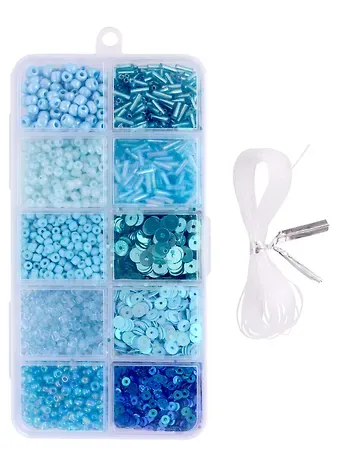 Набор бисера для рукоделия (голубой микс)