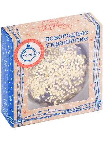 Елочный шар НГ медальон Месяц и звезды (черный) (стекло) (8,5х8)