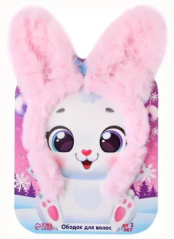 Ободок детский Зайчик розовый (текстиль) (15х20) (7725983)