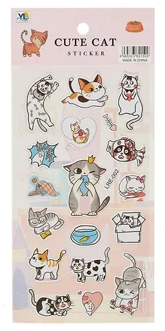 Наклейки зефирные Серые Котята