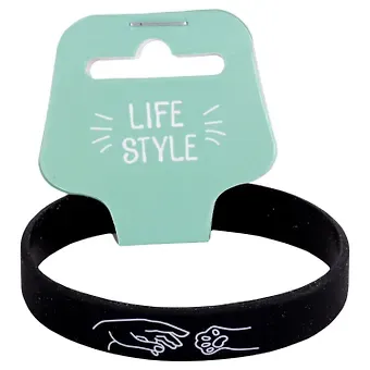 Браслет Рука и лапка (черный) (силикон) (20,2 см)