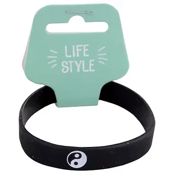 Браслет Инь-Ян (черный) (силикон) (20,2 см)