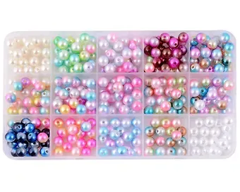 Набор бусин для творчества № 6, перламутровые, размер 8 мм, ПВХ-упаковка