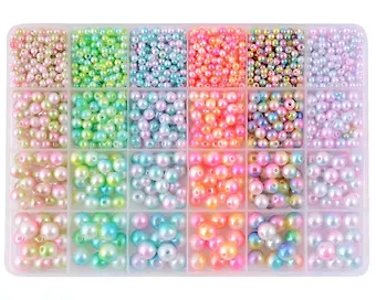 Набор бусин для творчества № 10, перламутровые, размер 4/6/8/10 мм, ПВХ-упаковка