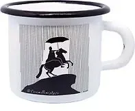 Кружка металлическая эмалированная СПБ. Медный всадник под зонтом