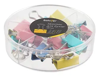 Зажимы для бумаг 15 мм 8 штук, 19 мм 5 штук, 25 мм 8 штук, цветные