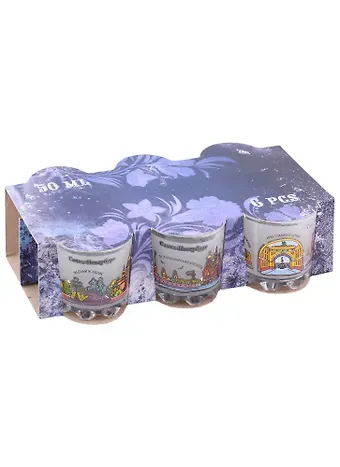 Сувенир, АКМ, Набор стопок Виды СПБ 6шт.,стекло, цветн.рисунок CT-N1-01C