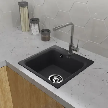 Мойка для кухни врезная Granfest Smart GF-SM 430 43x43 см глубина чаши 17 см мраморная крошка цвет черный