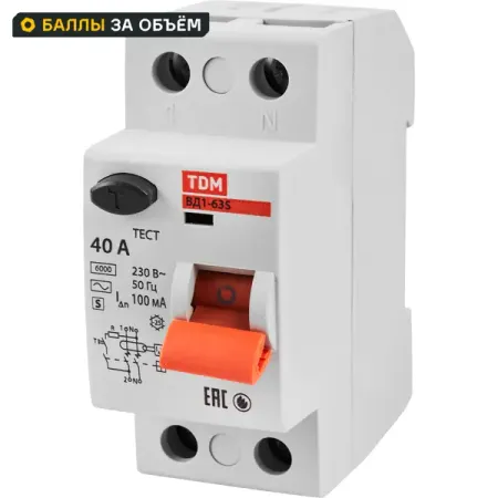 УЗО TDM Electric ВД1-63S 2Р 40 А 100 мА 6 кА AC считыватель и записывающее устройство для животных rfid 125 кгц 134 2 кгц iso11784 85 fdx с sdk