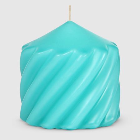 Свеча столбик витой Home Interiors голубой 6,8х7 см