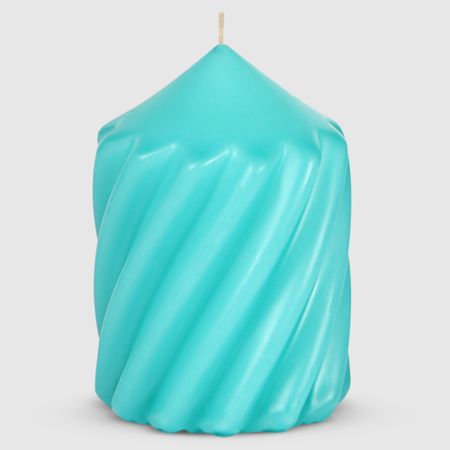 Свеча столбик витой Home Interiors голубой 6,8х10 см
