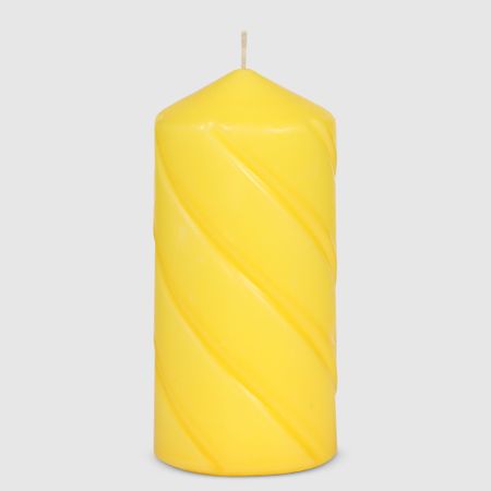Свеча столбик витой Home Interiors желтый 7х15 см