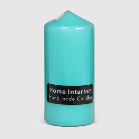 Свеча столбик Home Interiors голубой 7х15 см