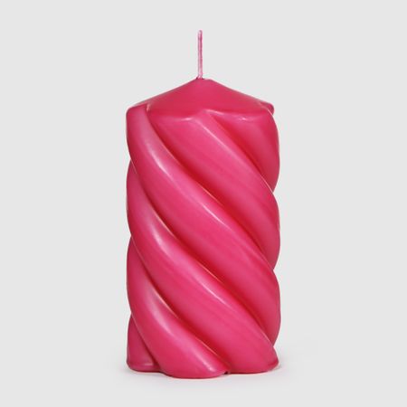 Свеча столбик витой Home Interiors розовый 8х15 см
