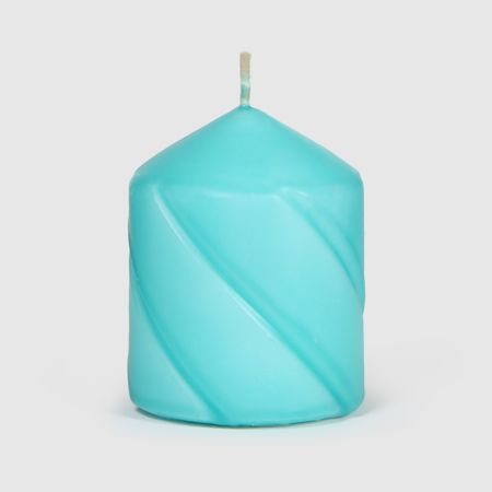 Свеча столбик витой Home Interiors голубой 7х9 см