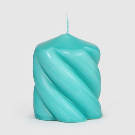 Свеча столбик витой Home Interiors голубой 8х10 см