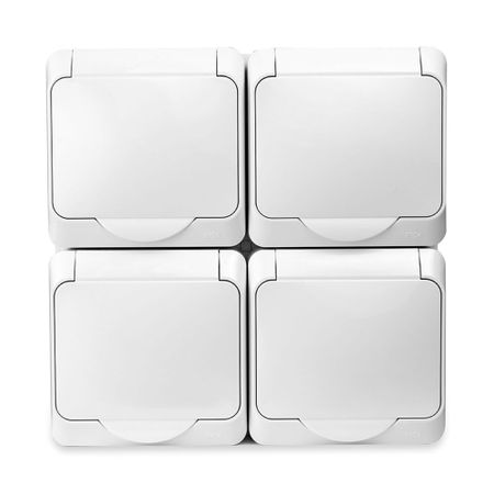 Розетка Tokov Electric Nix 4-м с заземлением с крышкой белая