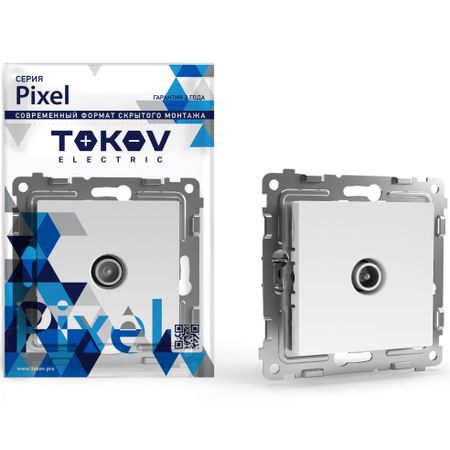 Розетка TV Tokov Electric Pixel проходная 4db белая
