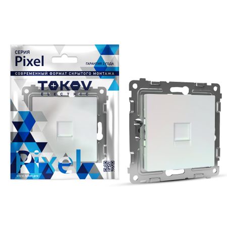 Розетка Tokov Electric Pixel телефонная 1-м RJ11 перламутровая