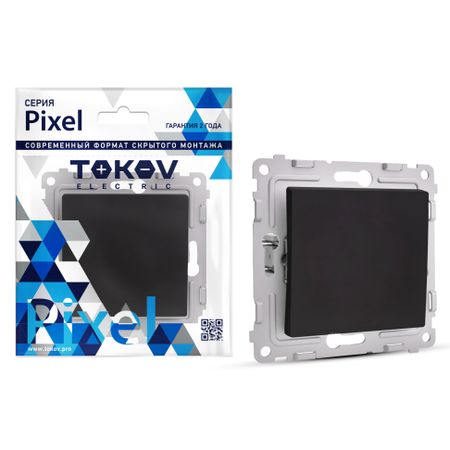 Выключатель Tokov Electric Pixel одноклавишный цвет карбоновый