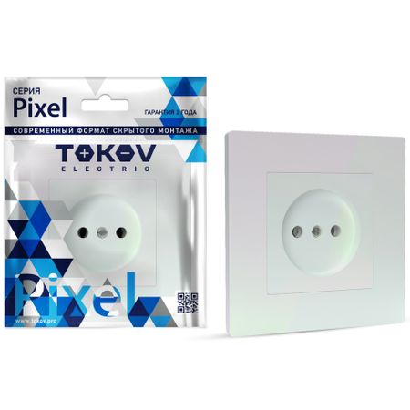 Розетка Tokov Electric Pixel 1-м без заземления в сборе перламутровая