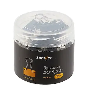 Зажимы для бумаг 19 мм 30 штук, черные