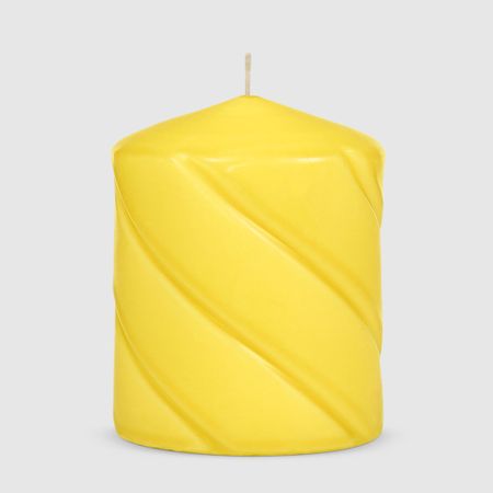 Свеча столбик витой Home Interiors желтый 7х9 см