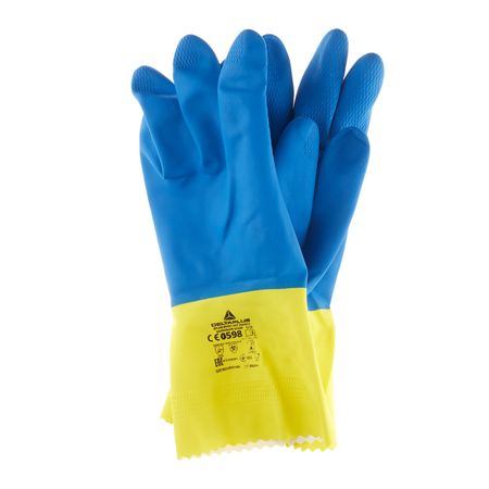 Перчатки латексные химическистойкие Delta Plus VE330 желто-синие 10 (XL) (VE330BJ09)
