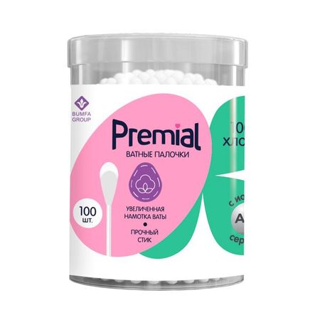 Палочки ватные Classic Premial/Премиал цилиндр 100шт