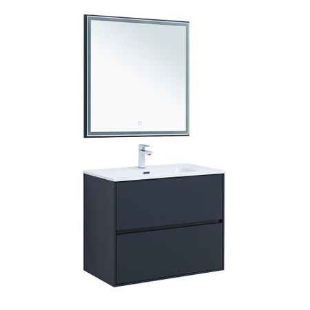 Тумба под раковину Lavelly Cube 80 см подвесная графит матовый (00316639)