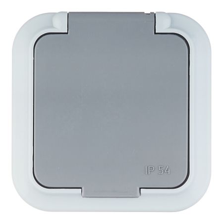 Розетка Svet накладная серая со шторками с крышкой (EV 0366-8615)