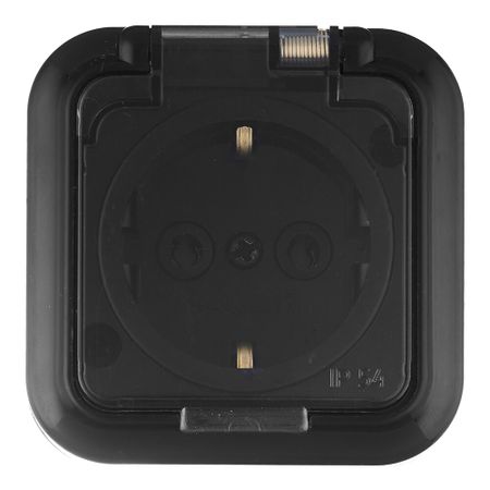 Розетка Svet накладная черная с крышкой (EV 0366-6611)