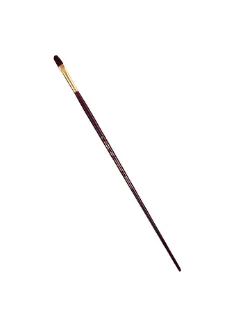 Кисть художественная Вернисаж, синтетика бордовая, плоскоовальная, длинная ручка №8, Гамма
