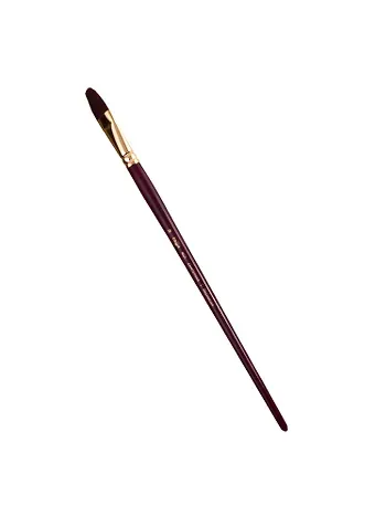 Кисть художественная Вернисаж, синтетика бордовая, плоскоовальная, длинная ручка №18, Гамма