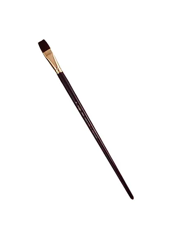 Кисть художественная Вернисаж, синтетика бордовая, плоская, длинная ручка №18, Гамма