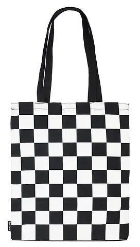 Сумка-шоппер принт Клетка (ч/б) (текстиль) (40х32) (СК2023-263)