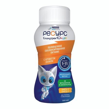 Смесь жидкая для энтерального питания вкус ванили для детей от 1 до 11 лет Junior Resource/Ресурс бут. 200мл