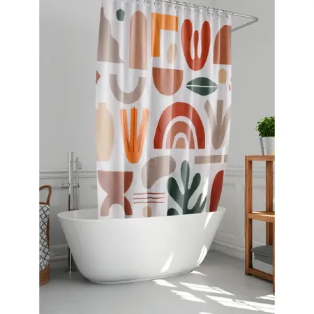 Штора для ванной Zenfort Мехико 180x200 см полиэстер цвет разноцветный льняная наволочка с геометрическим узором