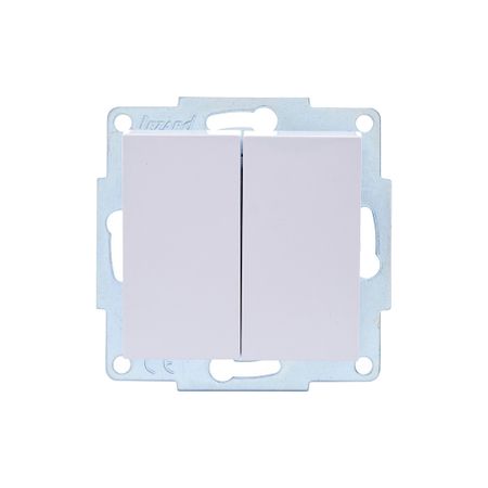 Выключатель Lezard Vesna двухклавишный встраиваемый белый (742-0288-101)