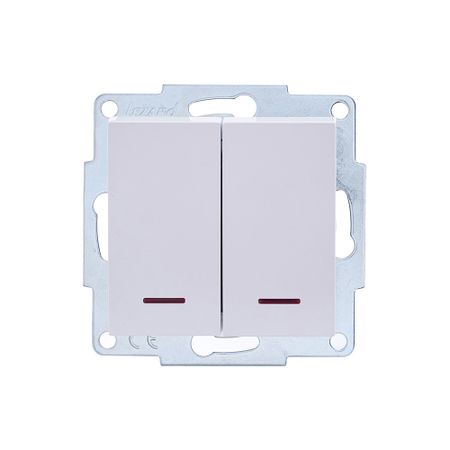 Выключатель Lezard Vesna двухклавишный встраиваемый белый с подсветкой (742-0288-112)