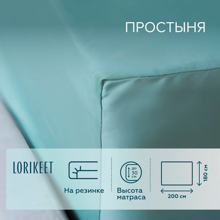 Простыня на резинке 180х200х30 см сатин шалфей Lorikeet Solo ирина семёновна данилова история о капельке и о том как важно оставаться в мире и дружбе с собой и другими
