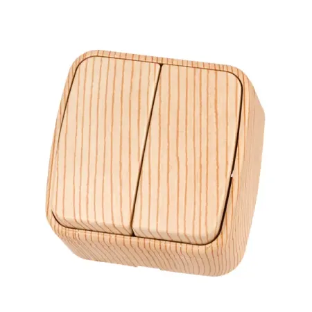 Выключатель накладной TDM Electric Дача 2 клавиши цвет сосна