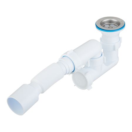 Сифон для душевого поддона АНИ пласт 1 1/2х40 мм регулируемый слив d50 мм с выпуском d70 мм с соединением 40/50 мм (E215)