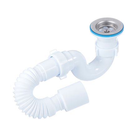 Сифон для душевого поддона АНИ пласт 1 1/2х40 мм проточный слив d50 мм с выпуском d70 мм с соединением 40/50 мм (E115)