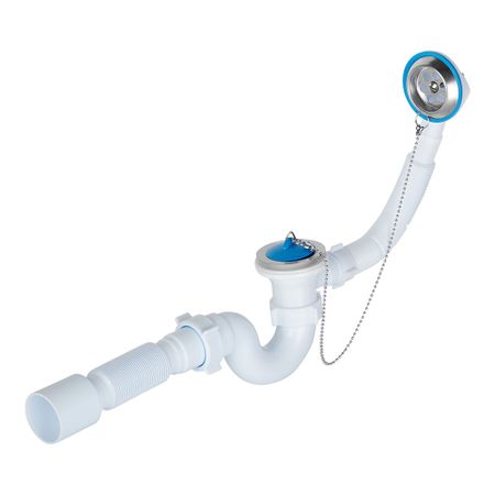 Сифон для ванны АНИ пласт 1 1/2х40 мм проточный слив d50 мм с выпуском d70 мм с соединением 40/50 мм (E155)