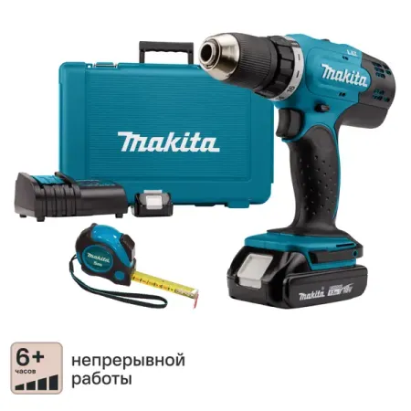 Дрель-шуруповерт аккумуляторная Makita DDF453SYE, 18 В Li-ion 2x1.5 Ач