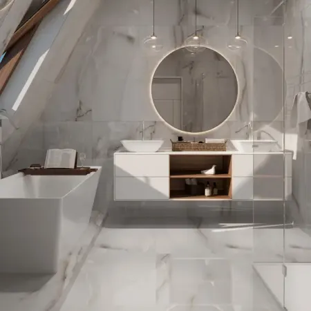 Глазурованный керамогранит Arcadia Ceramica Onyx Line Grey 60x120 см 1.44 м² глянцевый цвет светло-серый