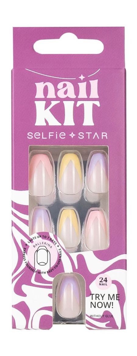 Selfie Star Short Length Nails Kit Colorful French